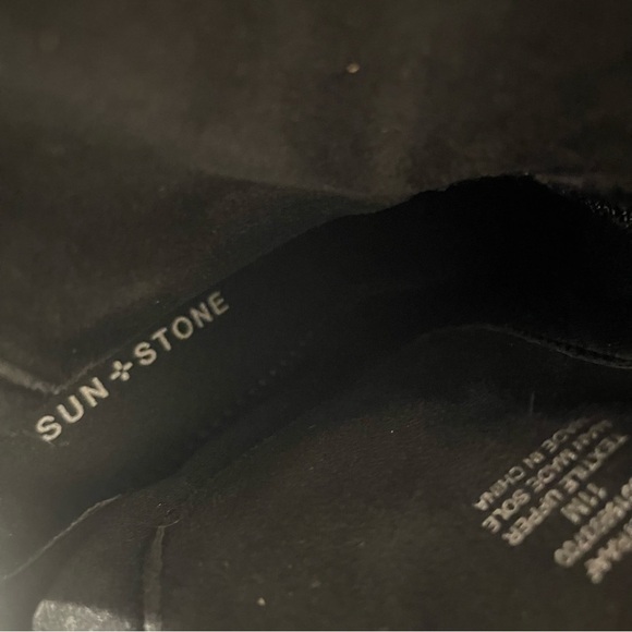 Women’s Sun + Stone Lyra Black Faux Suede Block Heel Zip-Up Booties Size 11 US - Picture 7 of 10